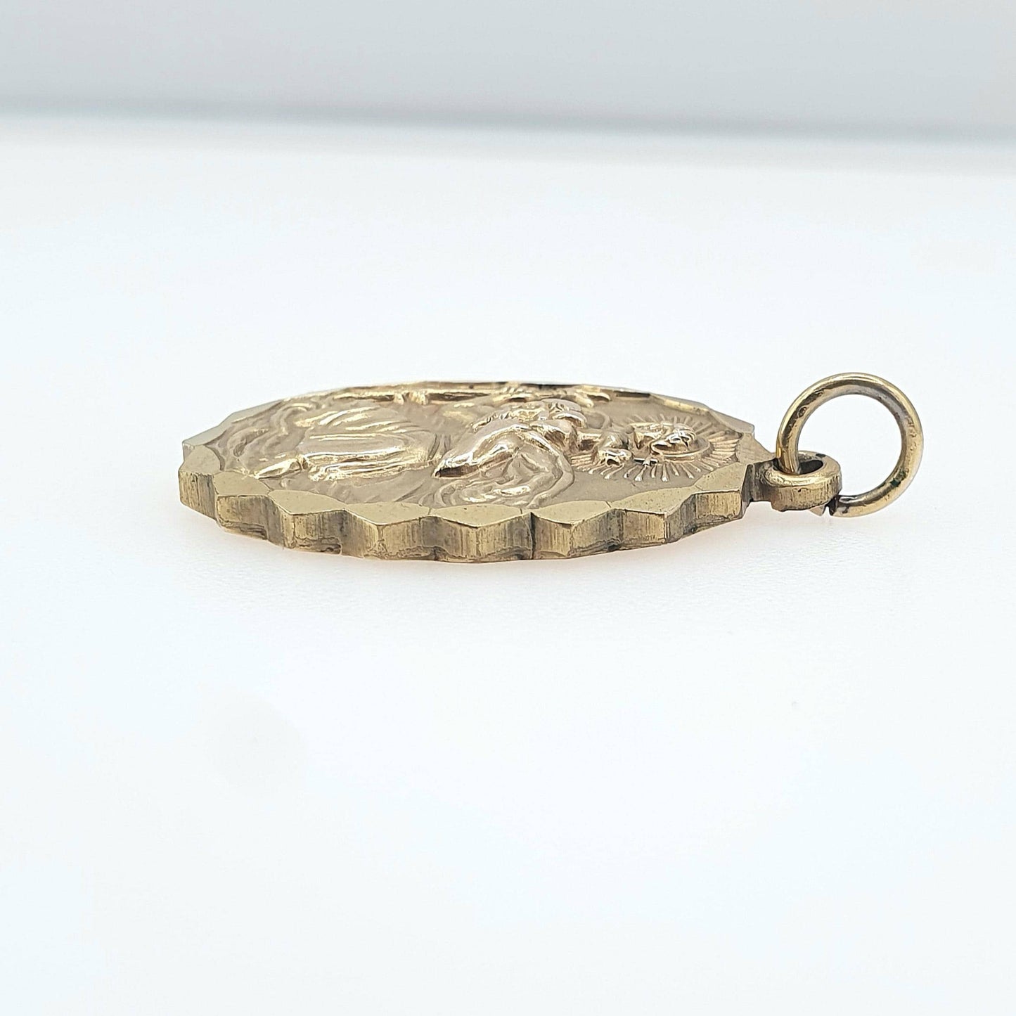 Vintage Rolled Gold St Christopher Pendant Double Sided Car and Plane Gold Filled Georg Jensen Style Saint Men Women Jewellery Jewelry