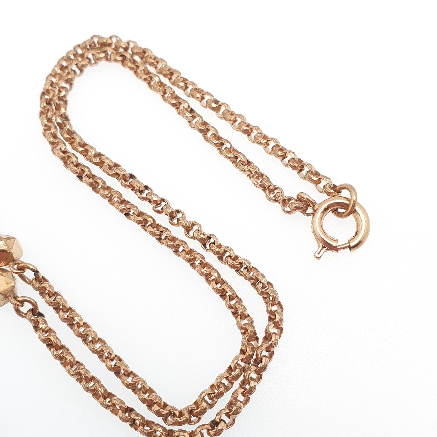Antique Victorian Rolled Gold Belcher Chain Necklace with Bead and Staple Link Guard 56cm 22" 10.77g Gold Filled Vintage