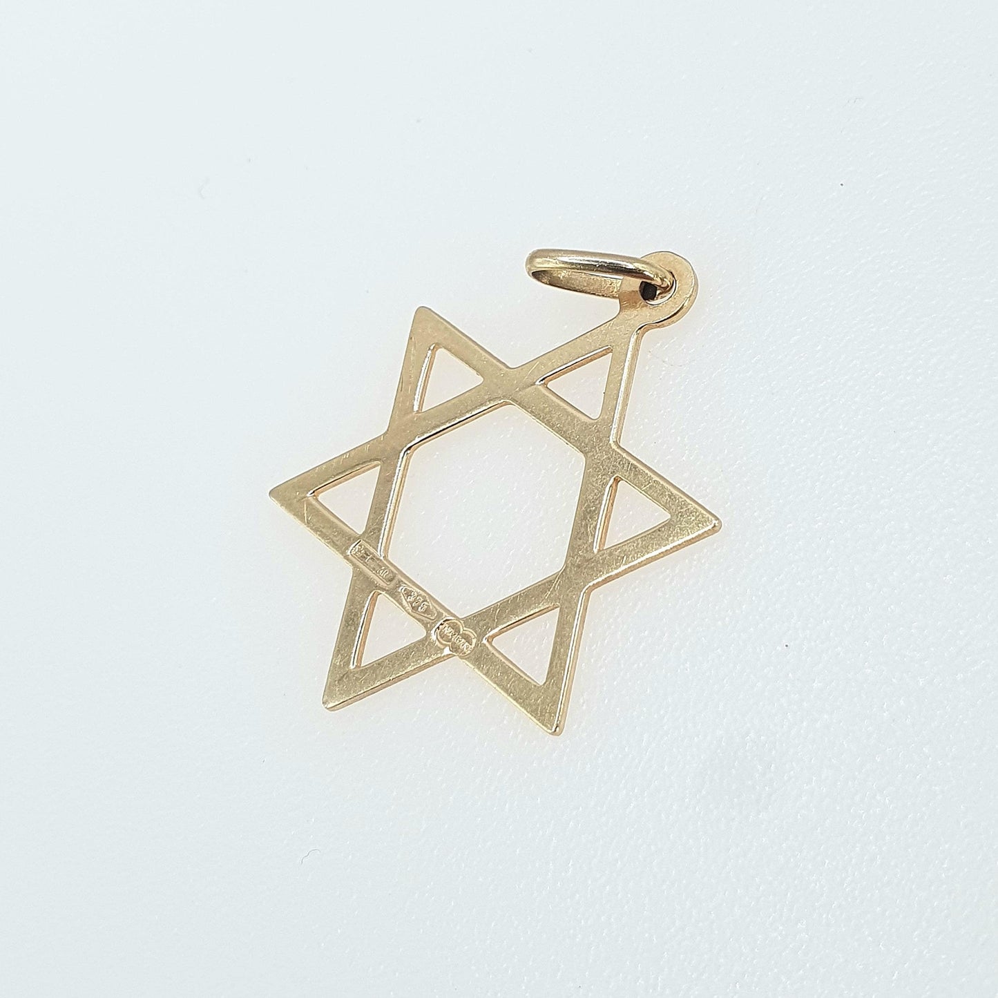 Vintage 9ct Gold Star of David Pendant Necklace Solid 9k 9kt Magen Shield Unisex Mens Womens Retro Jewelry Jewellery