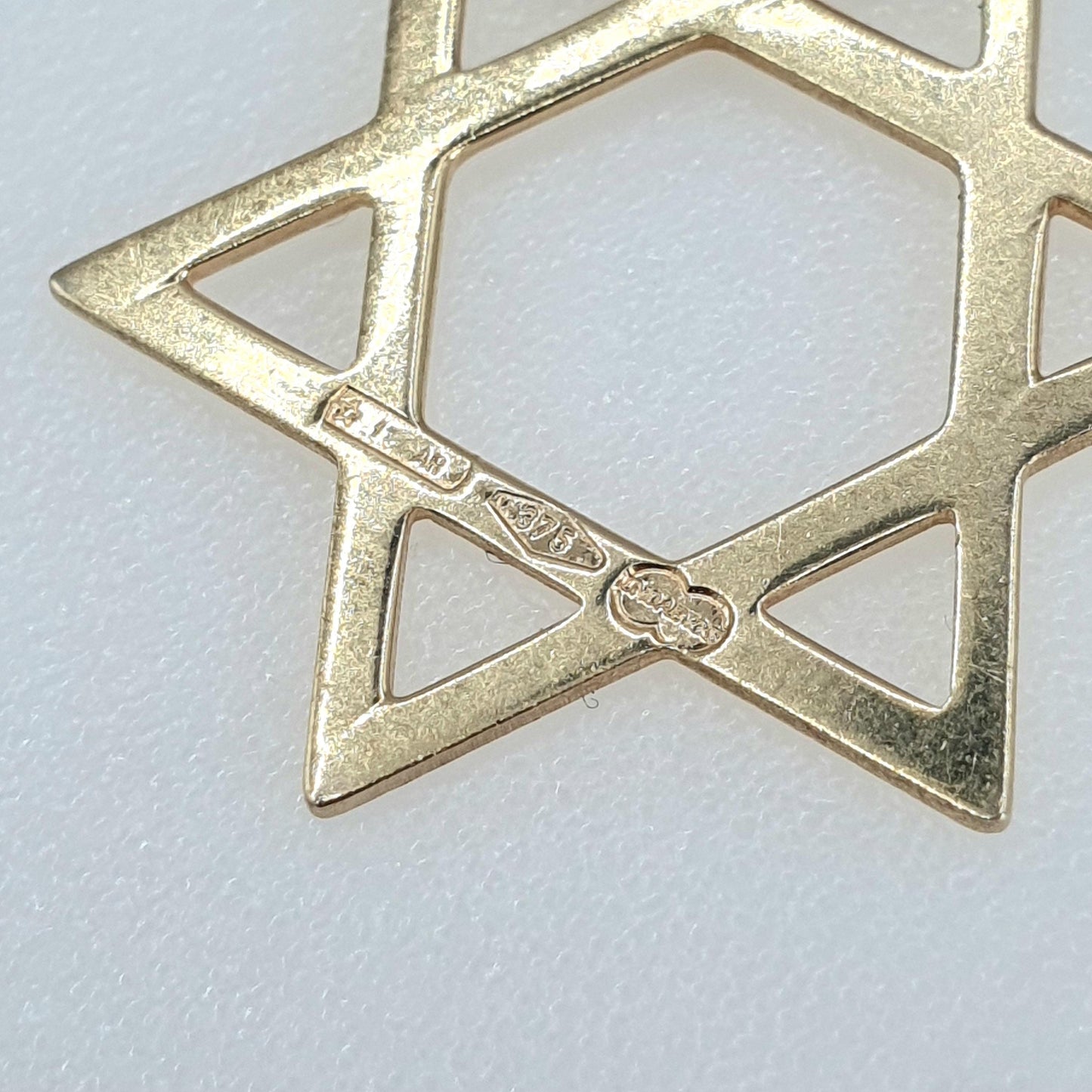 Vintage 9ct Gold Star of David Pendant Necklace Solid 9k 9kt Magen Shield Unisex Mens Womens Retro Jewelry Jewellery