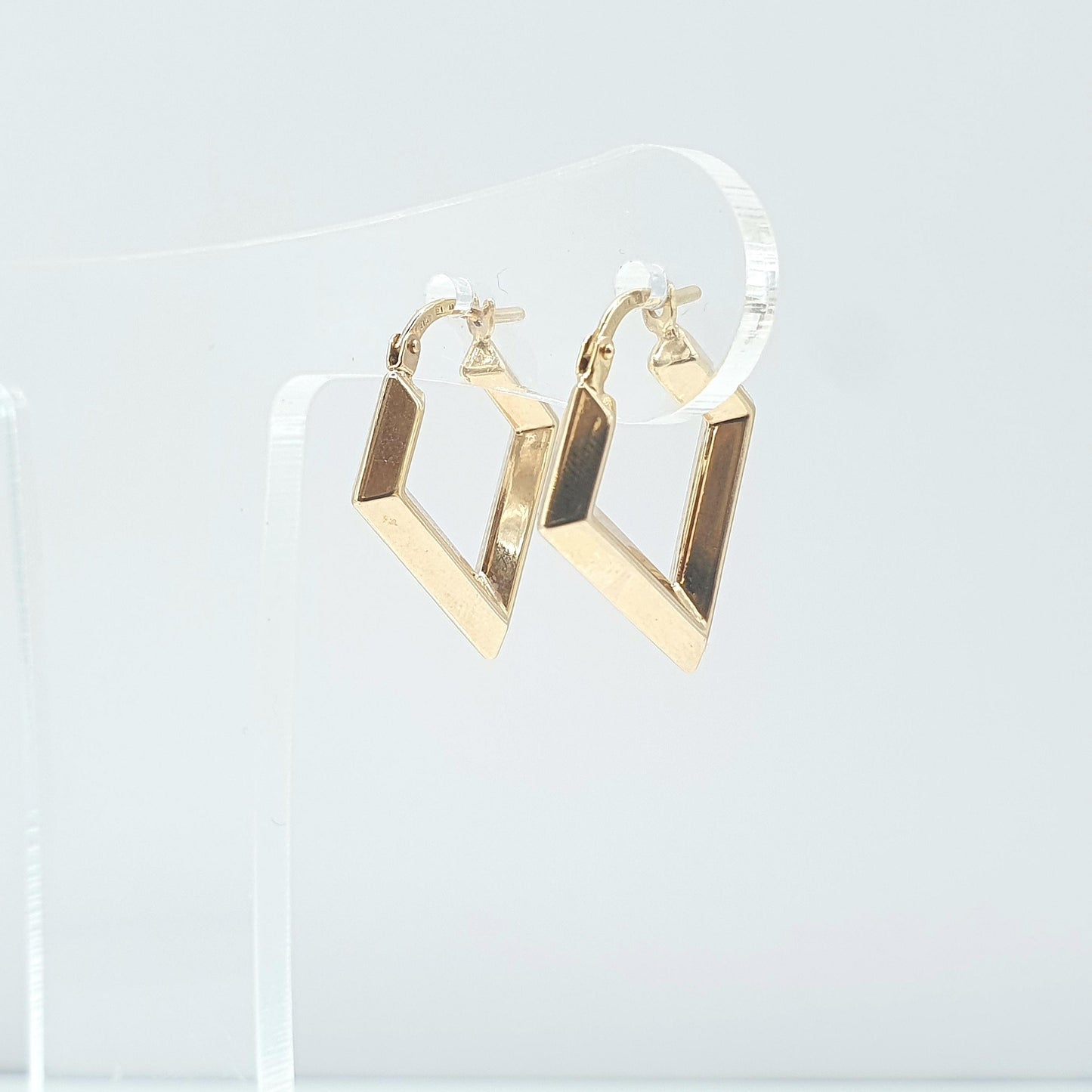Vintage 9ct Gold Arrow Point Hoop Earrings Pointed Kite Solid 9k 9kt Drop Dangle Hanging Womens Mens Jewelry Jewellery