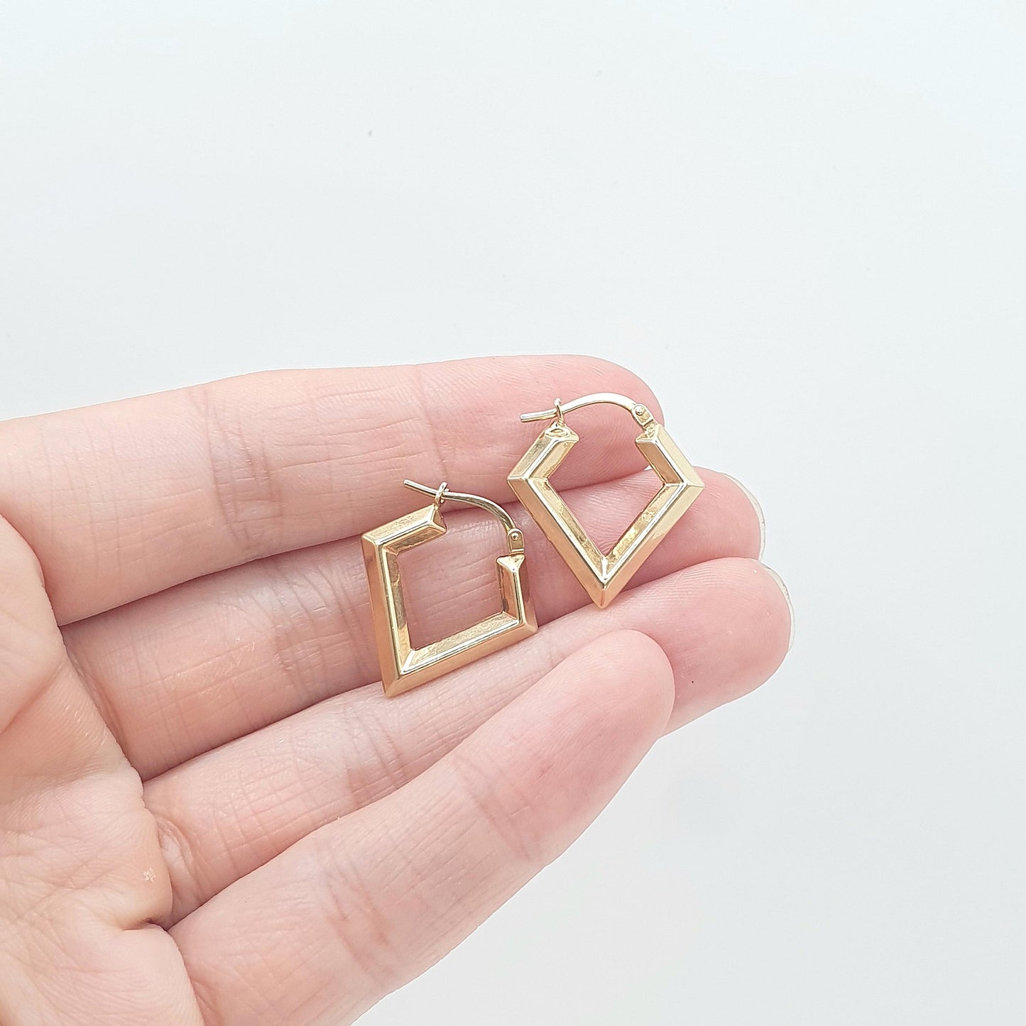 Vintage 9ct Gold Arrow Point Hoop Earrings Pointed Kite Solid 9k 9kt Drop Dangle Hanging Womens Mens Jewelry Jewellery