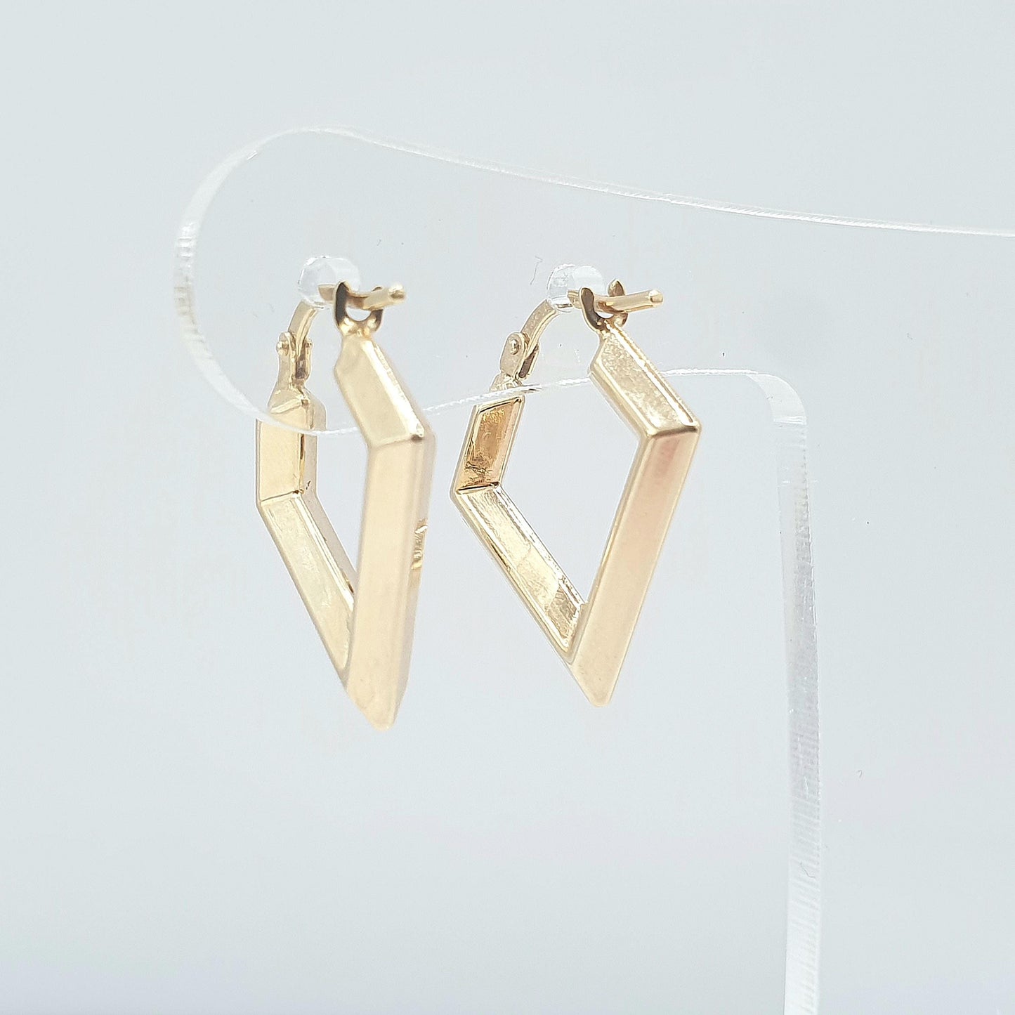 Vintage 9ct Gold Arrow Point Hoop Earrings Pointed Kite Solid 9k 9kt Drop Dangle Hanging Womens Mens Jewelry Jewellery