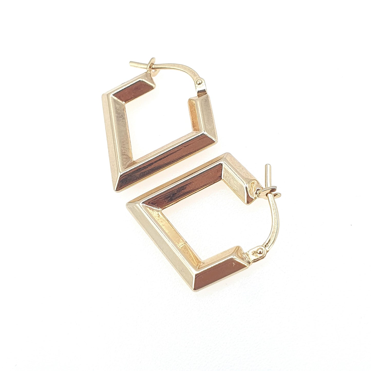 Vintage 9ct Gold Arrow Point Hoop Earrings Pointed Kite Solid 9k 9kt Drop Dangle Hanging Womens Mens Jewelry Jewellery