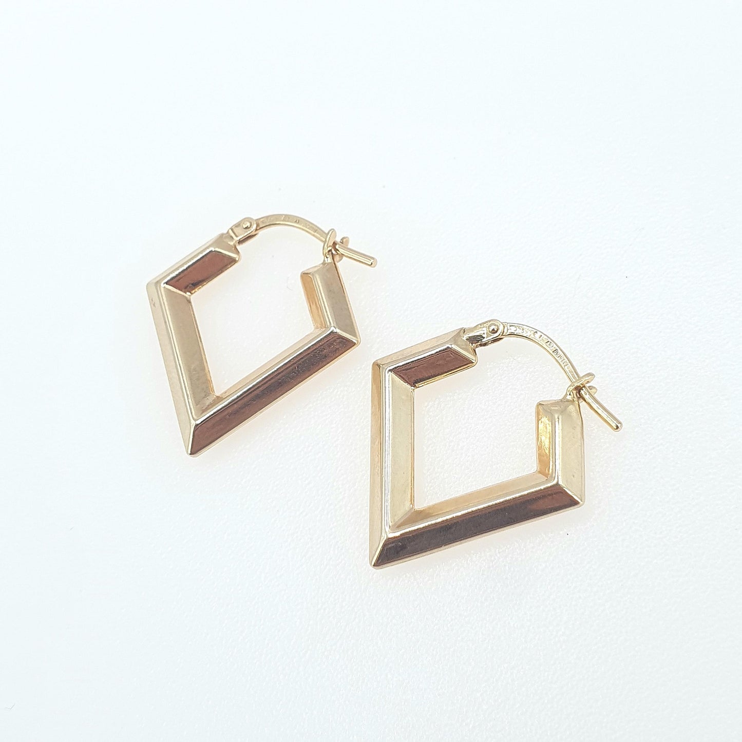 Vintage 9ct Gold Arrow Point Hoop Earrings Pointed Kite Solid 9k 9kt Drop Dangle Hanging Womens Mens Jewelry Jewellery