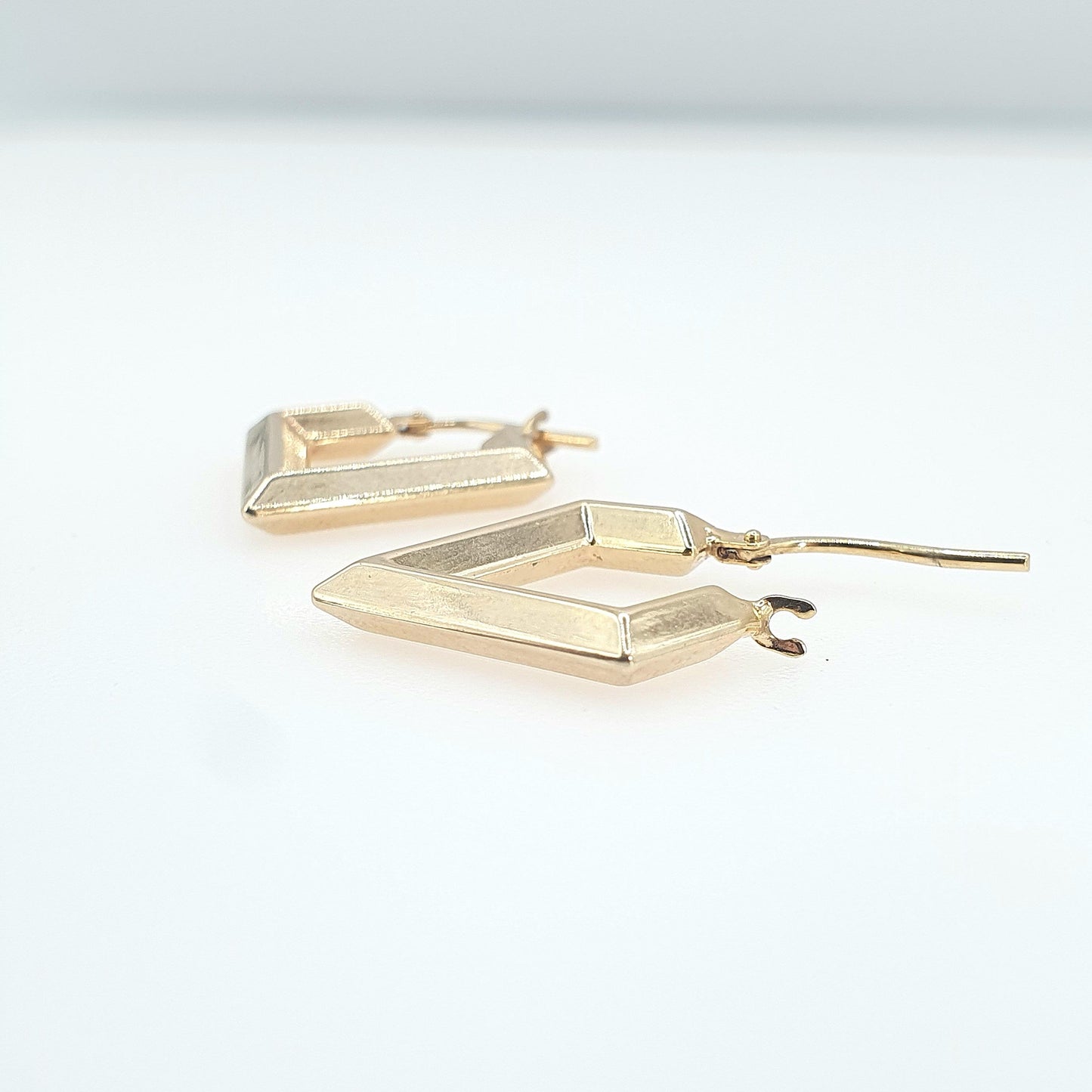 Vintage 9ct Gold Arrow Point Hoop Earrings Pointed Kite Solid 9k 9kt Drop Dangle Hanging Womens Mens Jewelry Jewellery