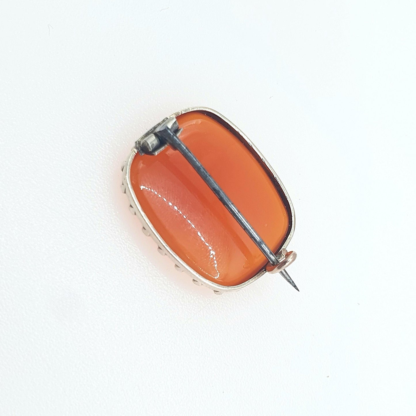 Antique Victorain 9ct Gold Carnelian Brooch Orange Quartz Gemstone Solid 9k 9kt Frame Womens Jewellery Jewelry