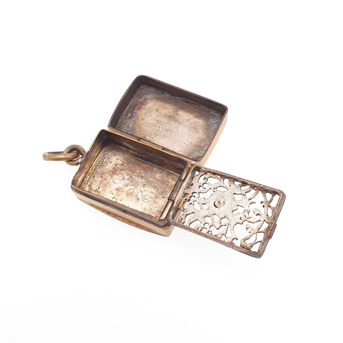 Antique Victorian Vinaigrette Pendant Necklace Gold Gilt Handmade Aromatic Genuine 1800s Vintage Jewellery Jewelry
