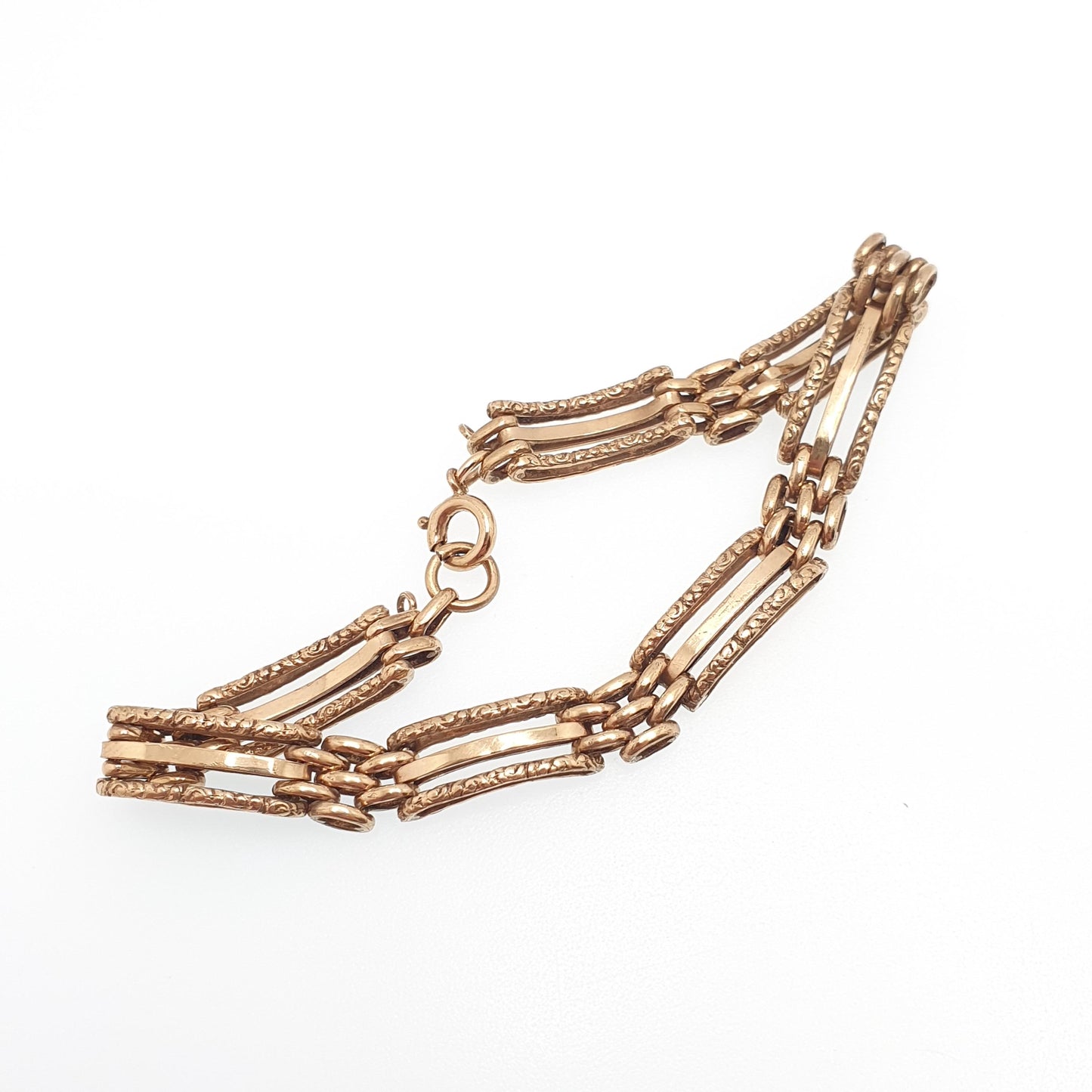 Antique Victorian Rolled Gold Gate Link Bracelet Gold Filled Embossed Links 19cm 11.66g Vintage Jewellery Jewelry