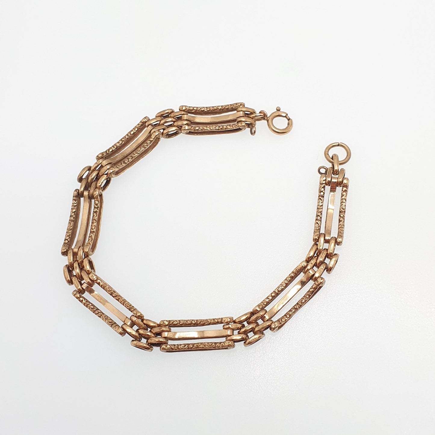 Antique Victorian Rolled Gold Gate Link Bracelet Gold Filled Embossed Links 19cm 11.66g Vintage Jewellery Jewelry