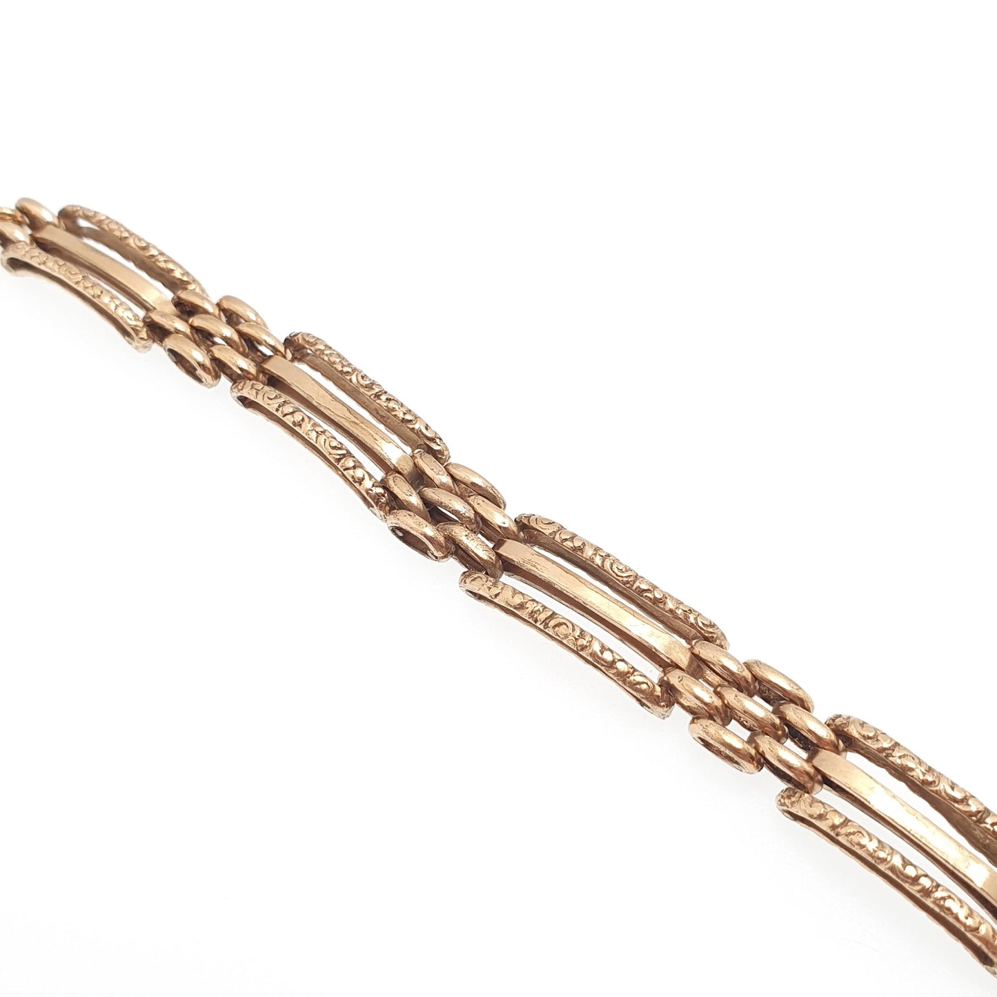 Antique Victorian Rolled Gold Gate Link Bracelet Gold Filled Embossed Links 19cm 11.66g Vintage Jewellery Jewelry