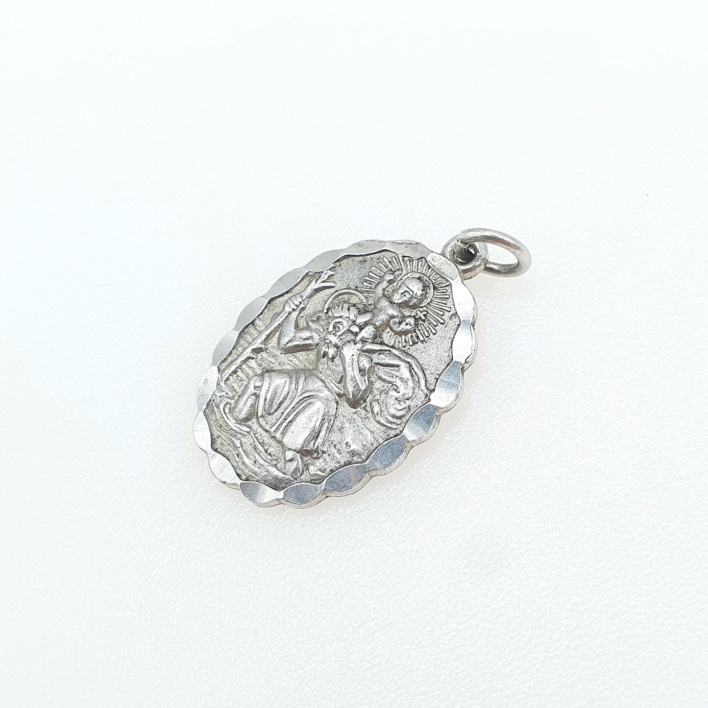 Vintage Sterling Silver St Christopher Pendant Double Sided Plane and Car Saint Travel Womens Mens Unisex Jewellery Jewelry