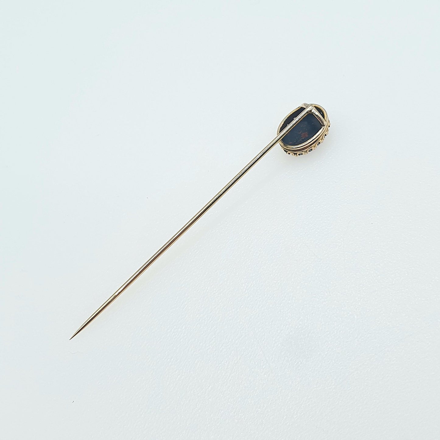 Antique Victorian 9ct Gold Bloodstone Stick Pin Oval Cut Green Red Quartz Gemstone  Solid 9kt 9k Gents Mens Jewelry Vintage Jewellery