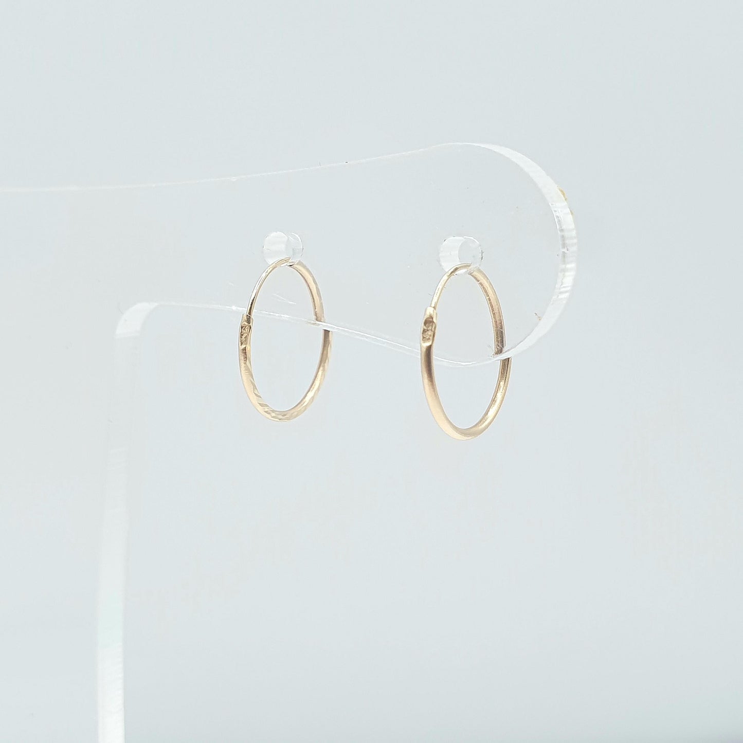Vintage 9ct Gold Tiny Sleeper Earrings Small Hoop Faceted Edge Round Circle Solid 9k 9kt Retro Womens Jewelry Jewellery Mens Unisex
