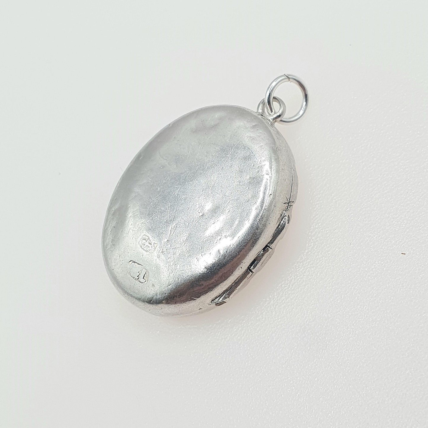 Antique Victorian Sterling Silver Oval Locket 1882 Hallmark Hand Engraved Front Stepped Border Necklace Vintage Womens Jewelry Jewellery