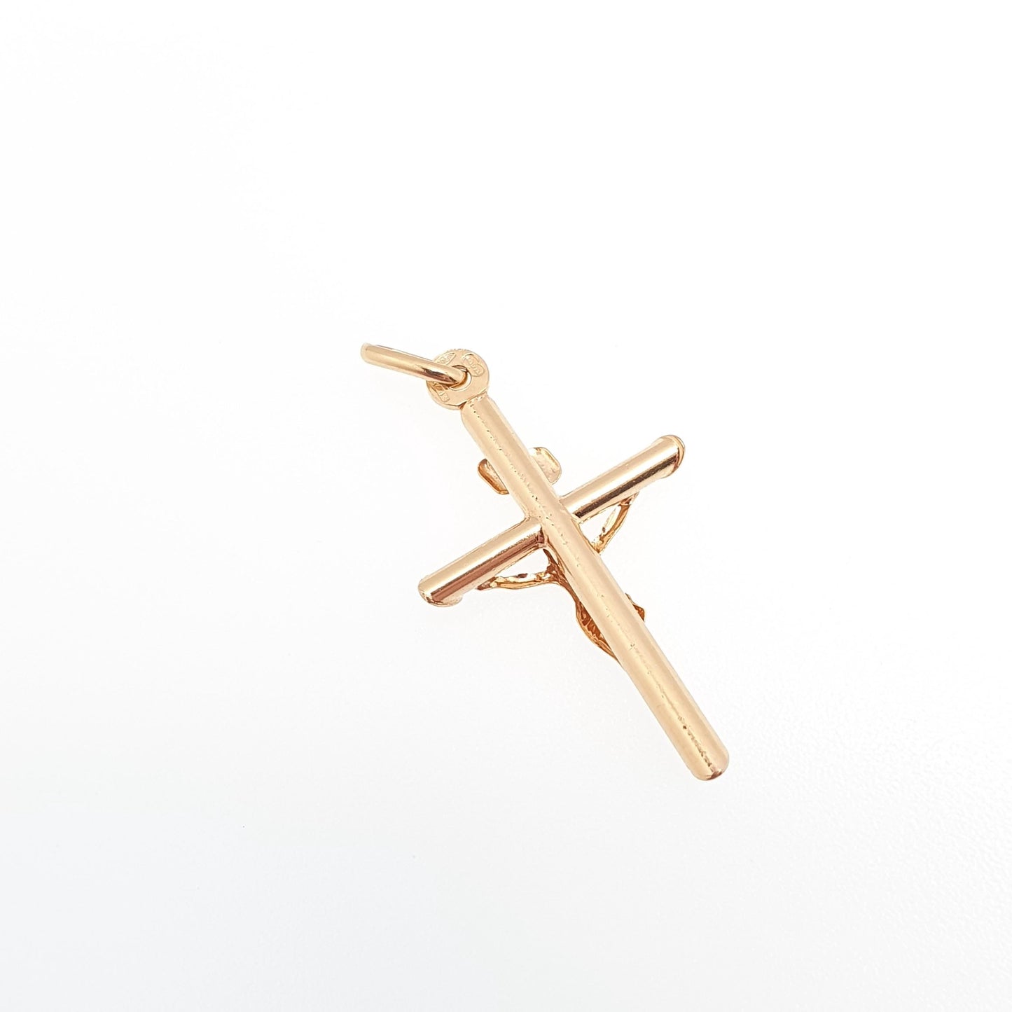 Vintage 9k 9ct Gold Jesus On The Cross Crucifix Necklace Pendant Italy INRI Solid 375 Christian Religious Mens Womens Jewelry Jewellery
