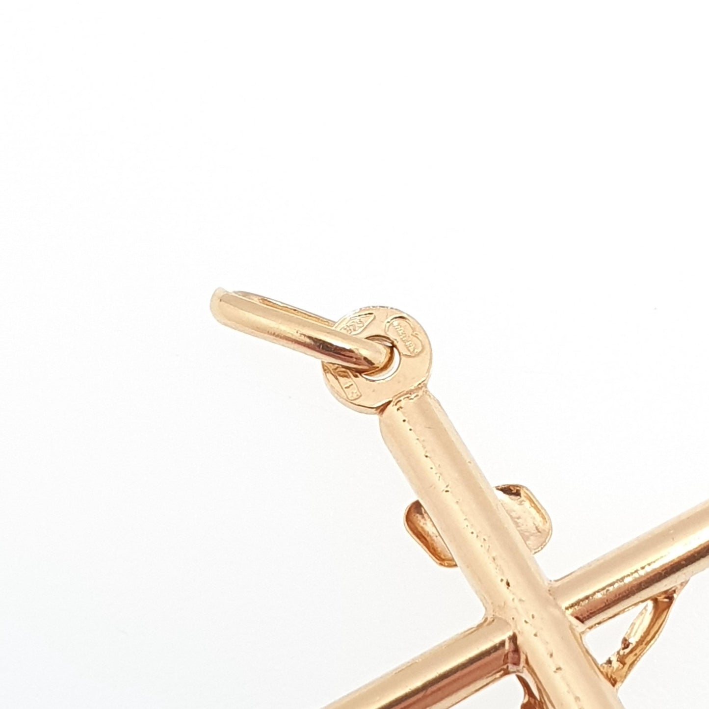 Vintage 9k 9ct Gold Jesus On The Cross Crucifix Necklace Pendant Italy INRI Solid 375 Christian Religious Mens Womens Jewelry Jewellery