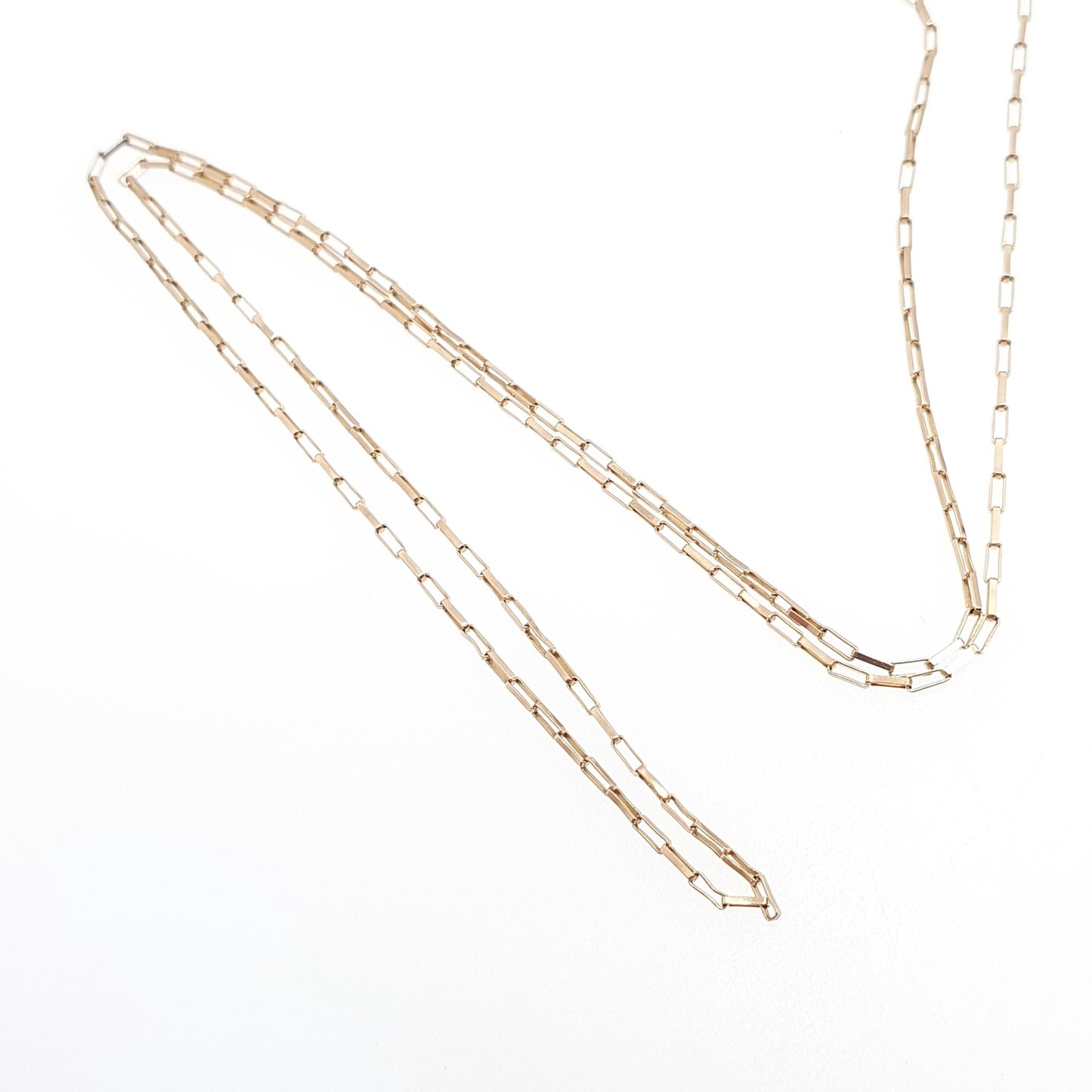 Vintage 9k 9ct Gold Chain Necklace Rectangular Box Link Long 51cm 20" 1.47g Solid 375 Yellow Womens Mens Jewellery Jewelry
