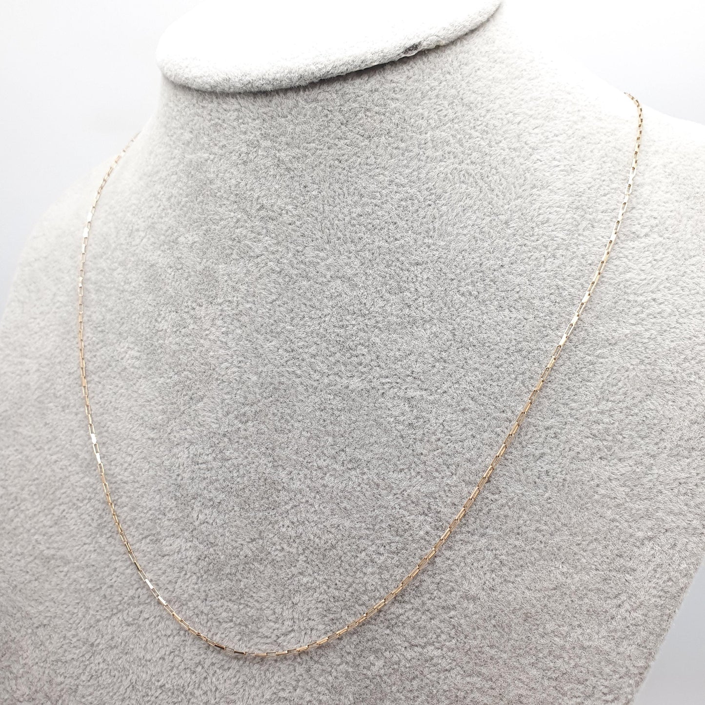 Vintage 9k 9ct Gold Chain Necklace Rectangular Box Link Long 51cm 20" 1.47g Solid 375 Yellow Womens Mens Jewellery Jewelry