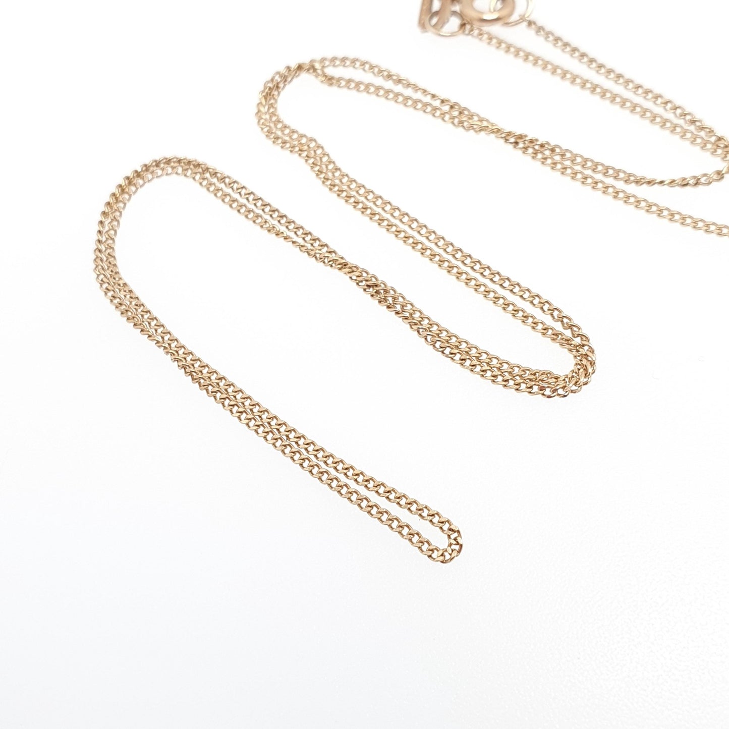 Vintage 9k 9ct Gold Chain Necklace Curb Link Yellow 45cm 17.7" 1.74g Solid 375 9 Carat Retro Fine Mens Womens Jewelry Jewellery