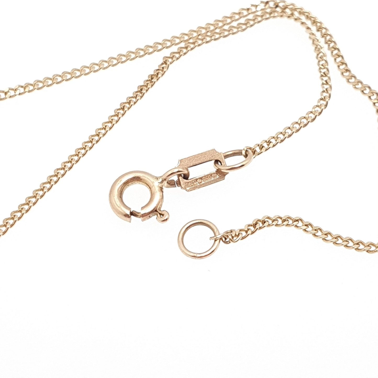 Vintage 9k 9ct Gold Chain Necklace Curb Link Yellow 45cm 17.7" 1.74g Solid 375 9 Carat Retro Fine Mens Womens Jewelry Jewellery