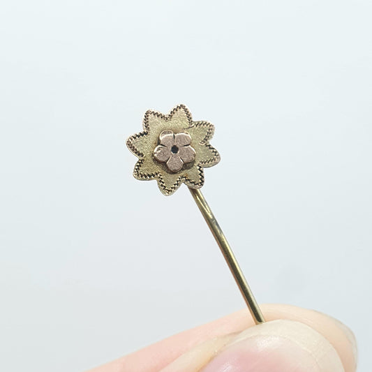 Antique Victorian Rolled Gold Front Flower Stick Pin Rose Gold Filled Mens Gents 1800s Jewelry Jewellery Womens Old Vintage