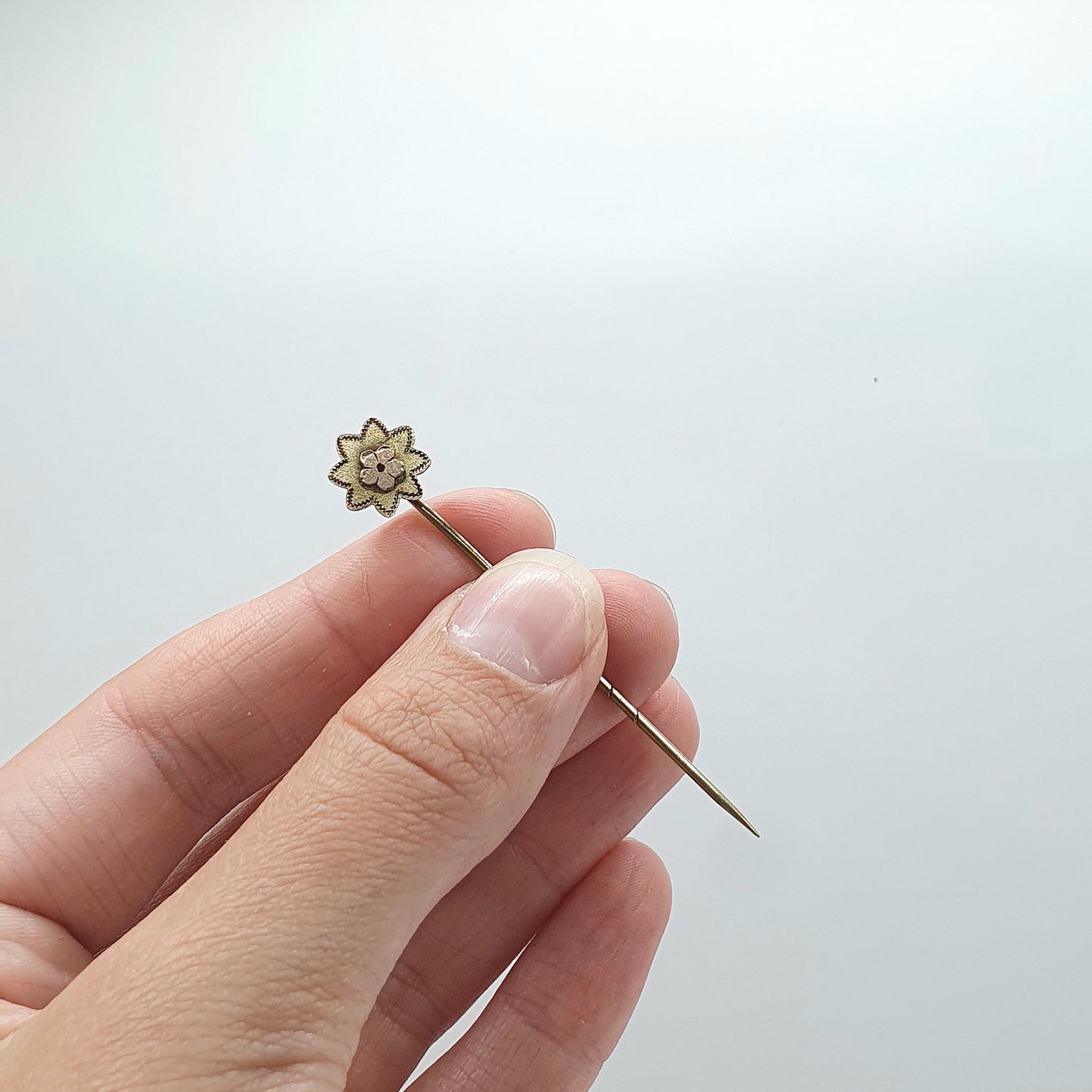 Antique Victorian Rolled Gold Front Flower Stick Pin Rose Gold Filled Mens Gents 1800s Jewelry Jewellery Womens Old Vintage