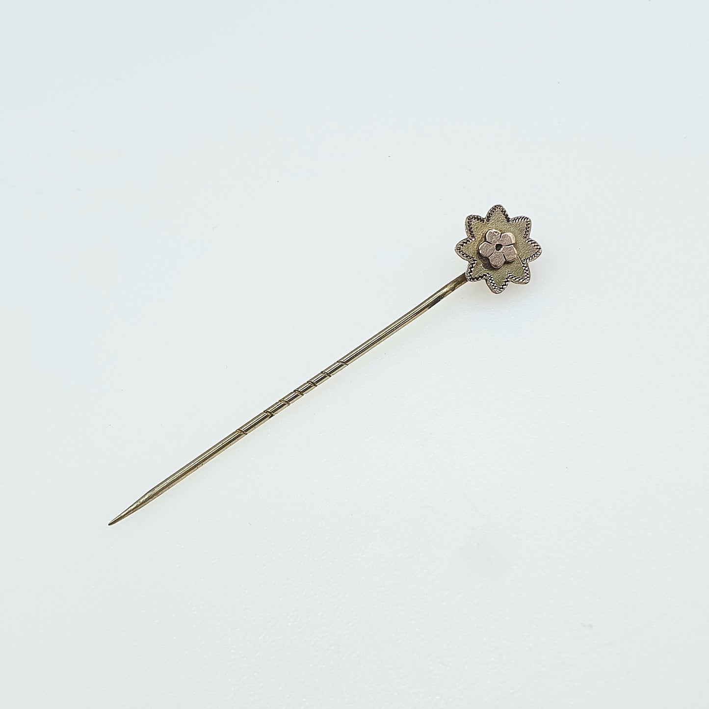 Antique Victorian Rolled Gold Front Flower Stick Pin Rose Gold Filled Mens Gents 1800s Jewelry Jewellery Womens Old Vintage