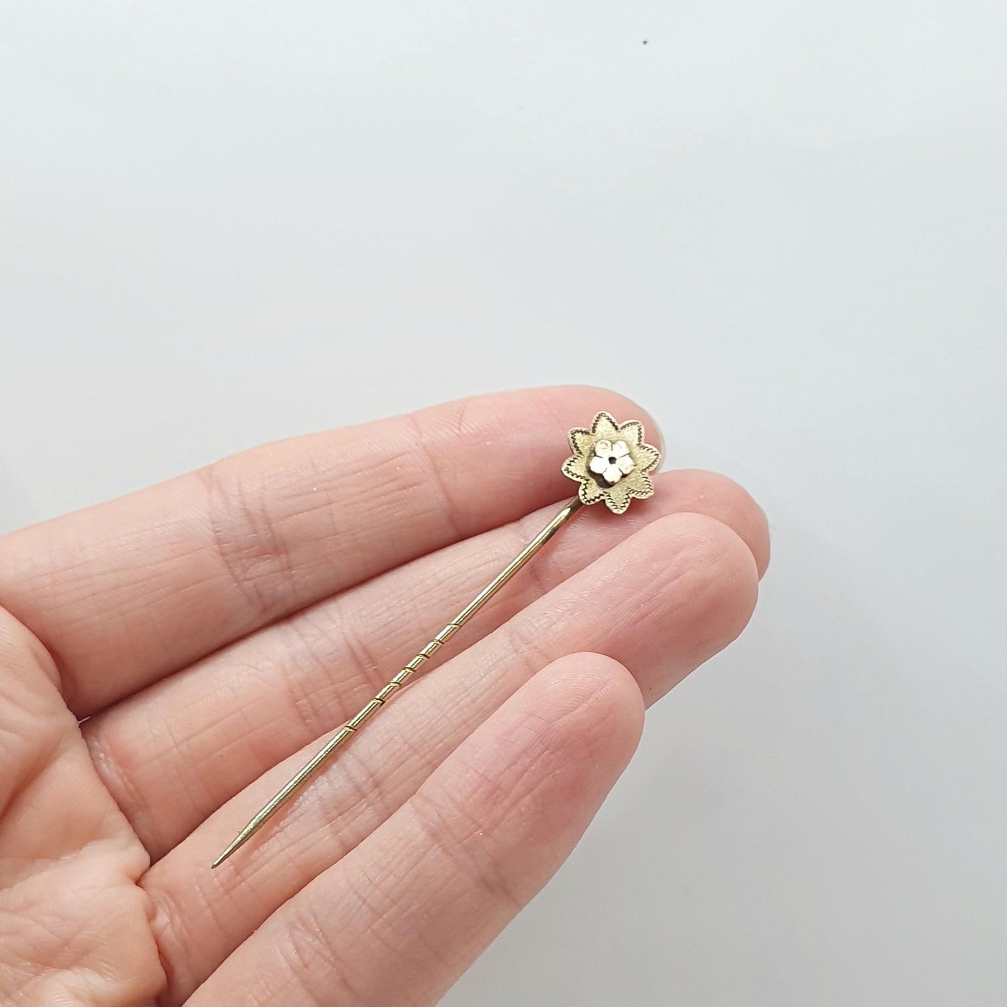Antique Victorian Rolled Gold Front Flower Stick Pin Rose Gold Filled Mens Gents 1800s Jewelry Jewellery Womens Old Vintage