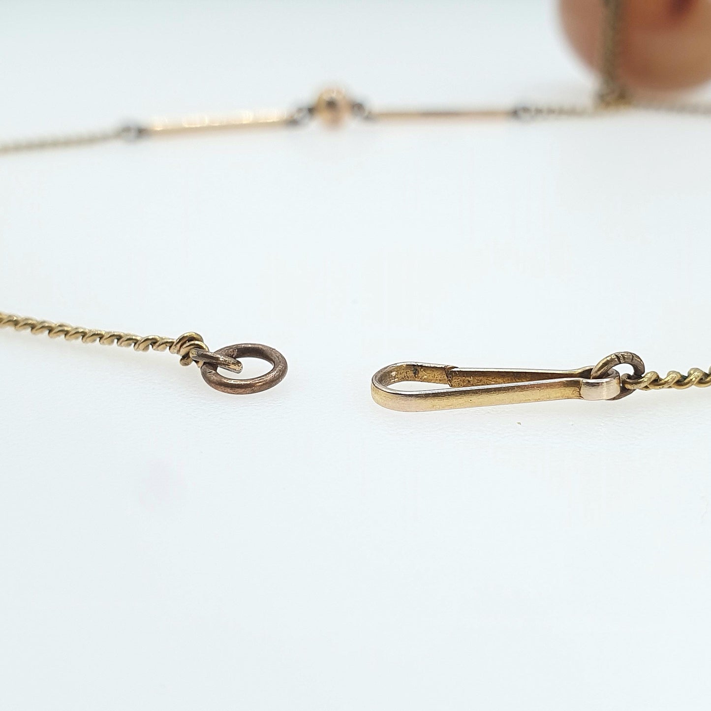Antique Rolled Gold Agate Pendant Necklace Egg Shaped Natural Gemstone Edwardian Gold Filled Chain Link Womens Jewellery Jewelry 44cm 18.32g