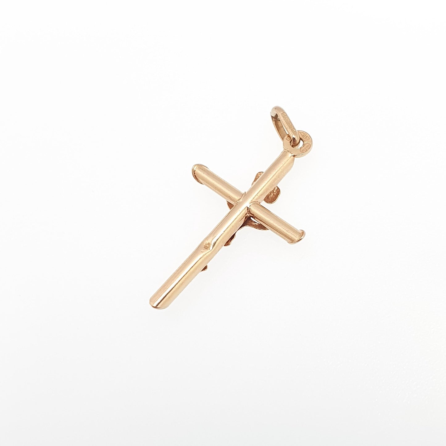 Vintage 9k 9ct Gold Jesus On The Cross Crucifix Necklace Pendant Italy INRI Solid 375 Christian Religious Mens Womens Jewelry Jewellery