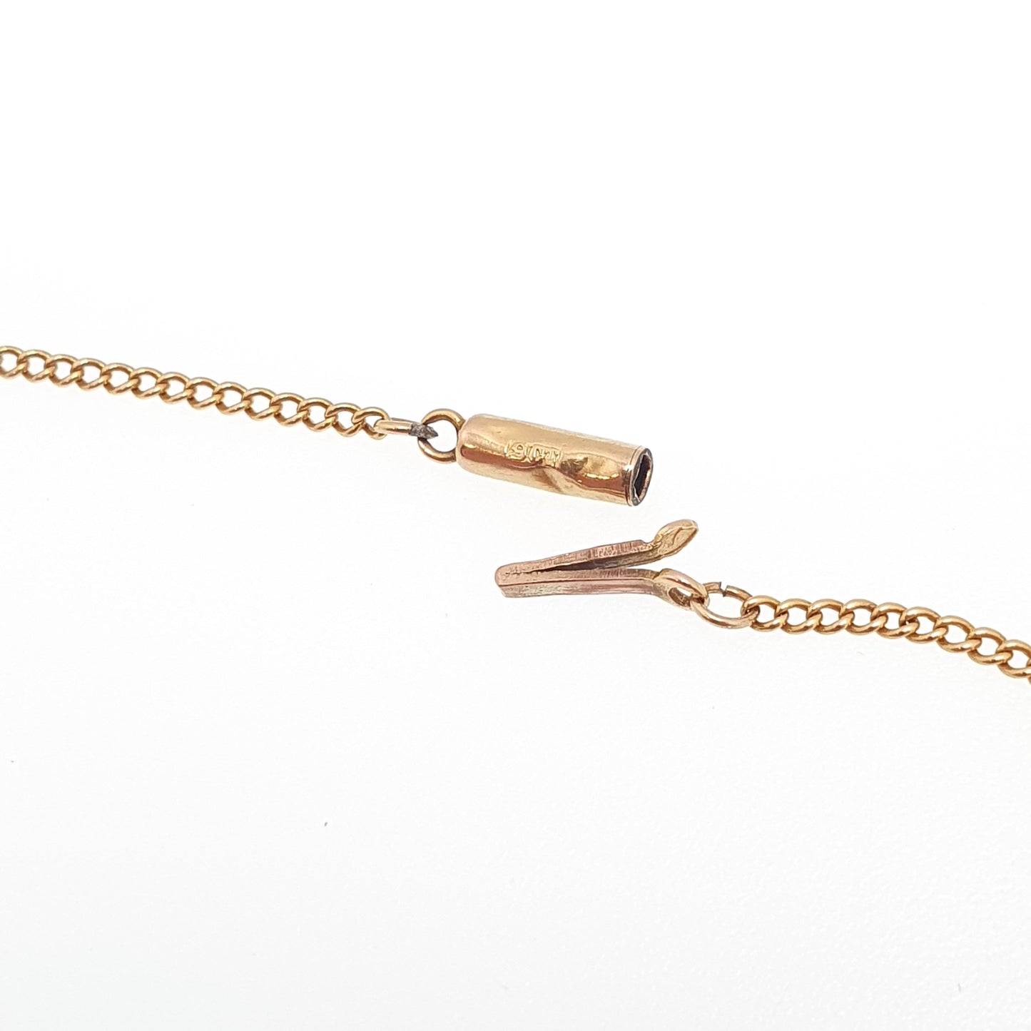 Antique 9ct 9k Gold Chain Necklace Curb Link Yellow Solid 375 45cm 17.7" 2.10g Victorian Genuine Vintage Womens Jewelry Jewellery