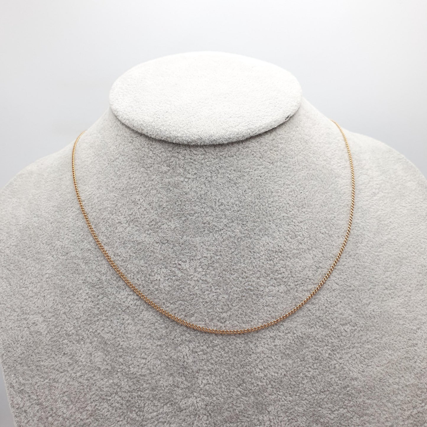 Antique 9ct 9k Gold Chain Necklace Curb Link Yellow Solid 375 45cm 17.7" 2.10g Victorian Genuine Vintage Womens Jewelry Jewellery