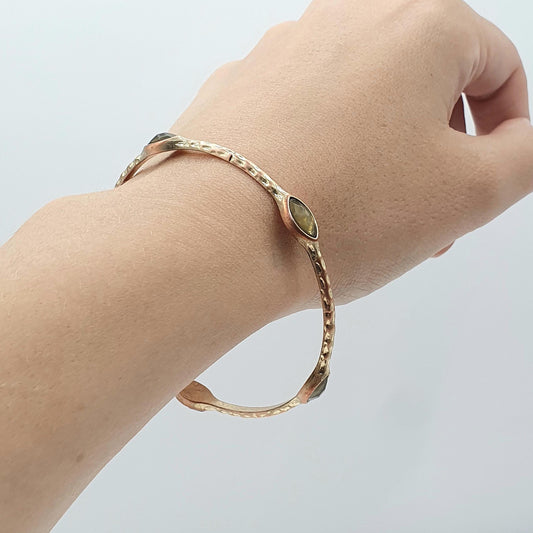 Antique Victorian Gold Gilt Citrine Paste Bangle Faceted Slave Gold Plated Foiled Bracelet Womens Ladies Jewelry Retro Jewellery