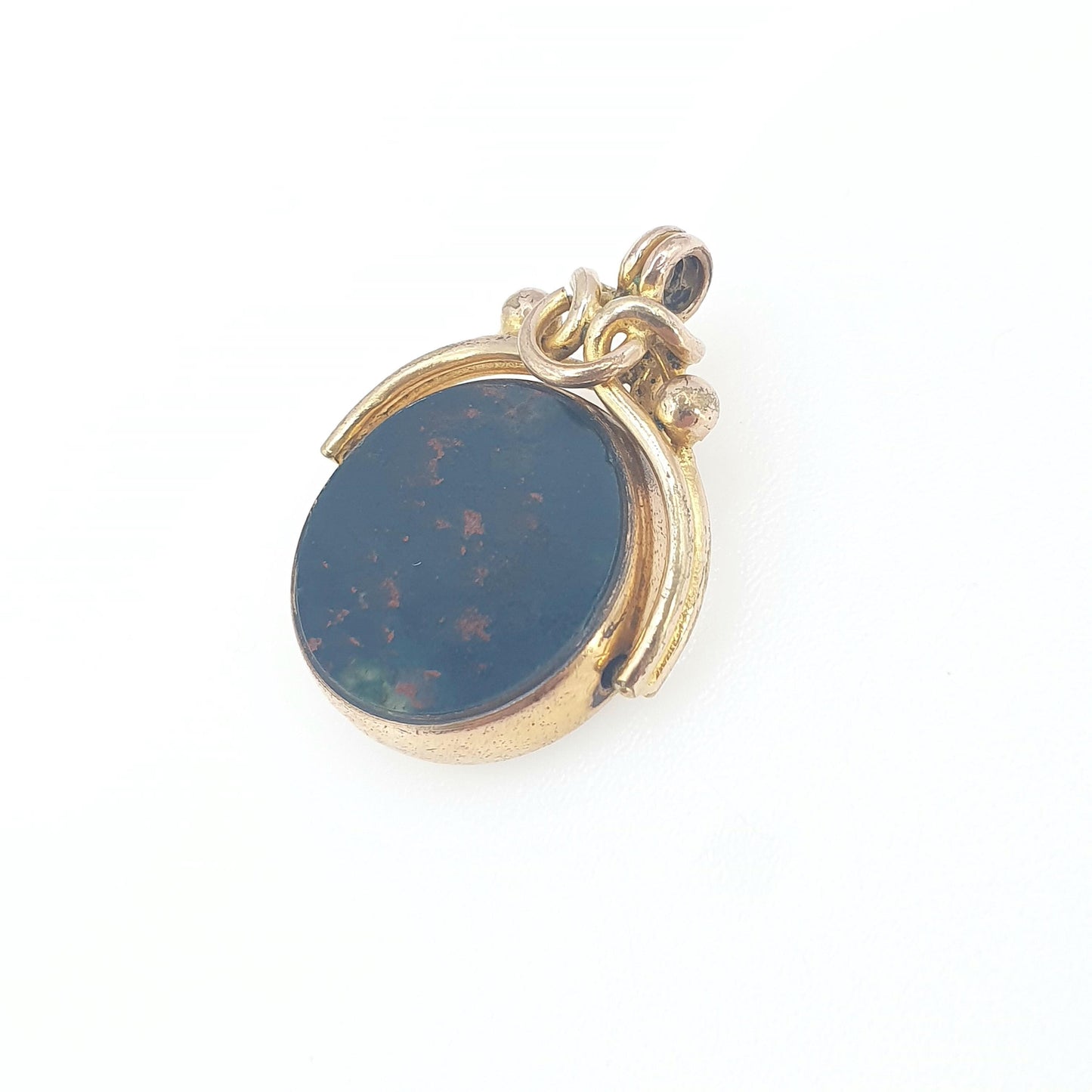 Antique Victorian Rolled Gold Spinner Fob Pendant Bloodstone & Carnelian Gold Filled Knot Top Vintage Mens Womens Jewelry