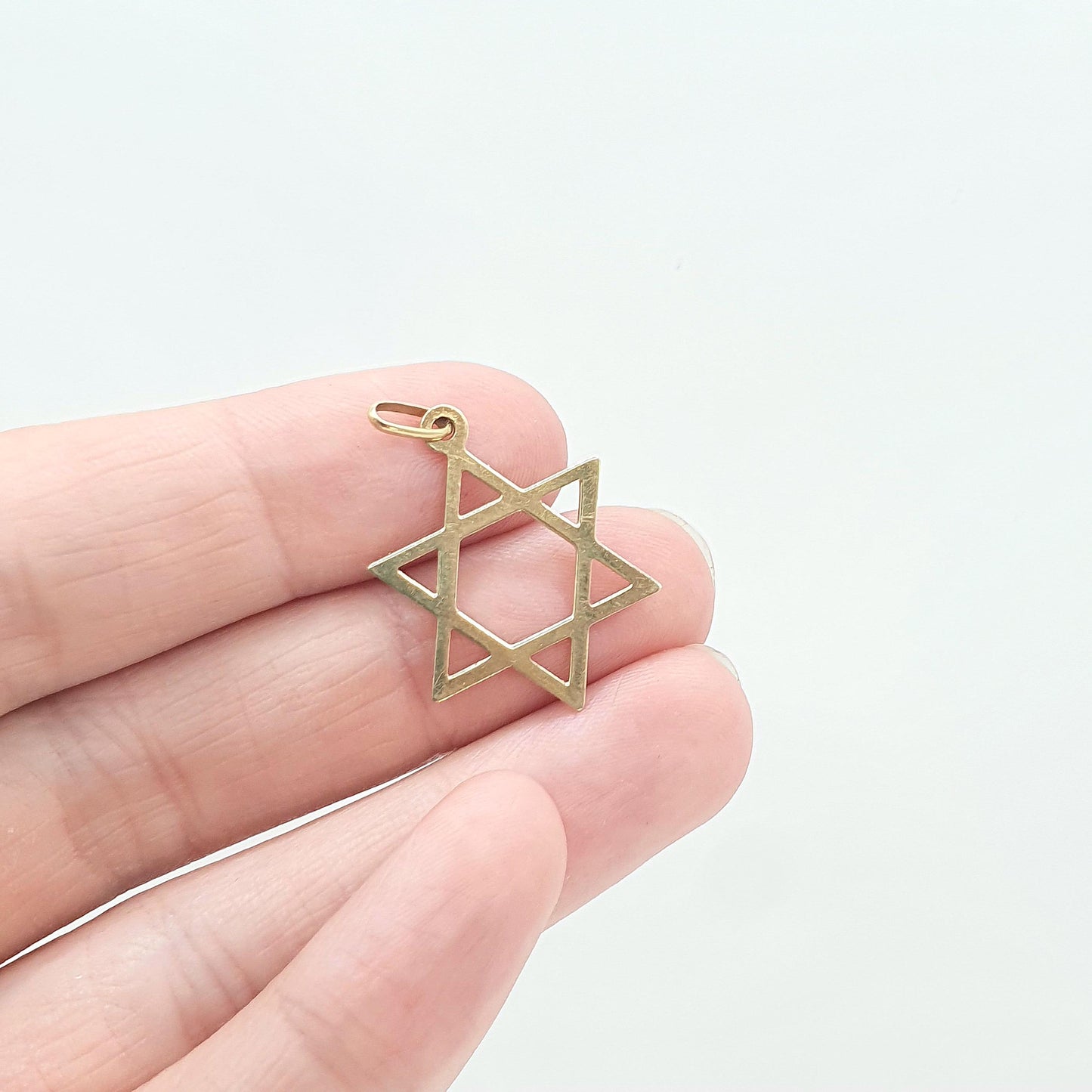 Vintage 9ct Gold Star of David Pendant Necklace Solid 9k 9kt Magen Shield Unisex Mens Womens Retro Jewelry Jewellery
