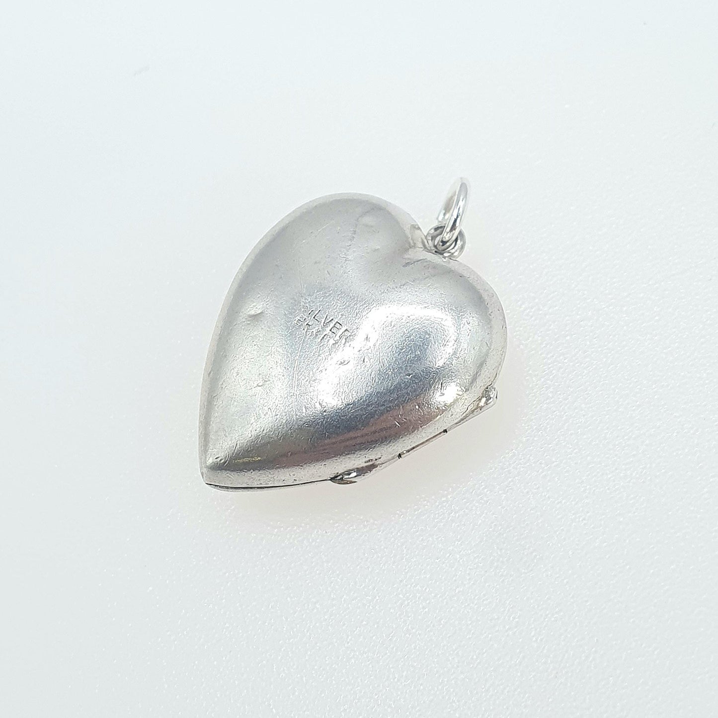 Antique Solid Silver Heart Locket Back and Front Art Deco Necklace Geometric Chequered Womens Jewelry Vintage Jewellery Vintage