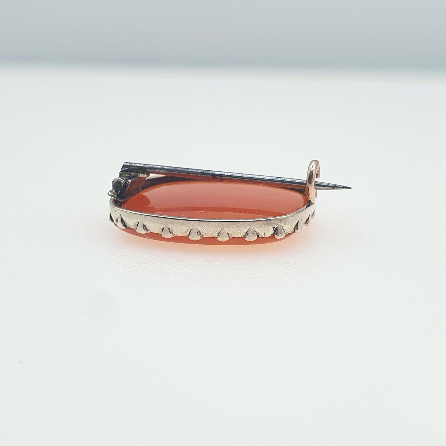 Antique Victorain 9ct Gold Carnelian Brooch Orange Quartz Gemstone Solid 9k 9kt Frame Womens Jewellery Jewelry
