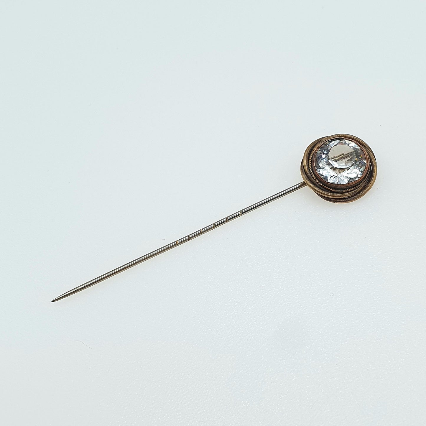 Antique Victorian Gold Gilt Diamond Paste Stick Pin Knot Border Large Round Cut Womens Mens Unisex Gents Jewellery Jewelry