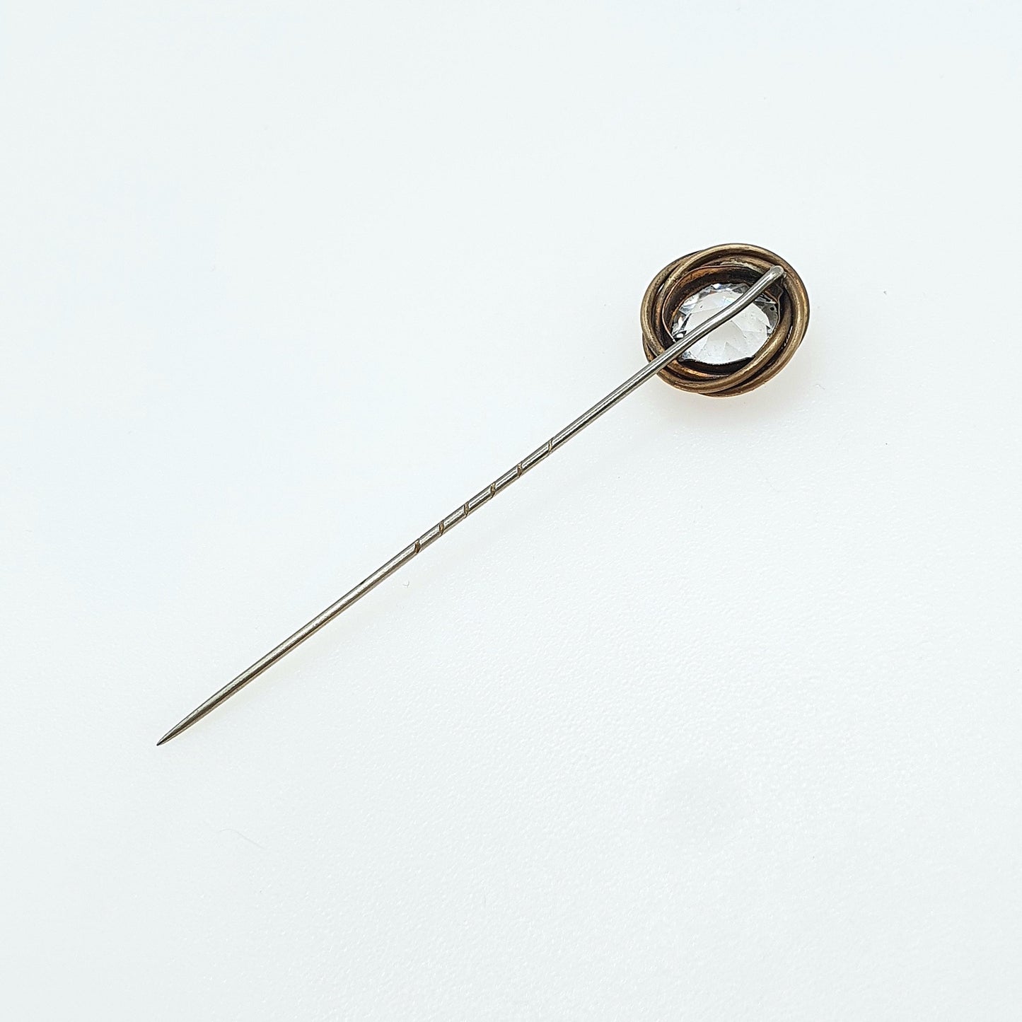 Antique Victorian Gold Gilt Diamond Paste Stick Pin Knot Border Large Round Cut Womens Mens Unisex Gents Jewellery Jewelry