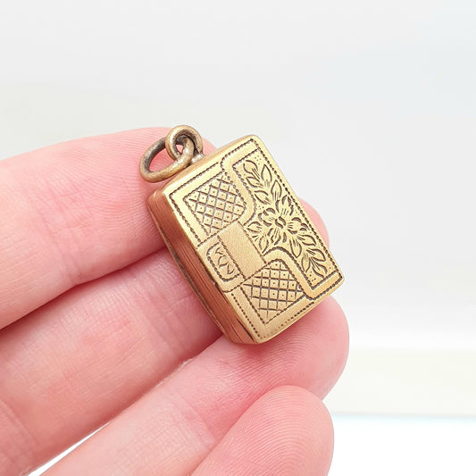 Antique Victorian Vinaigrette Pendant Necklace Gold Gilt Handmade Aromatic Genuine 1800s Vintage Jewellery Jewelry