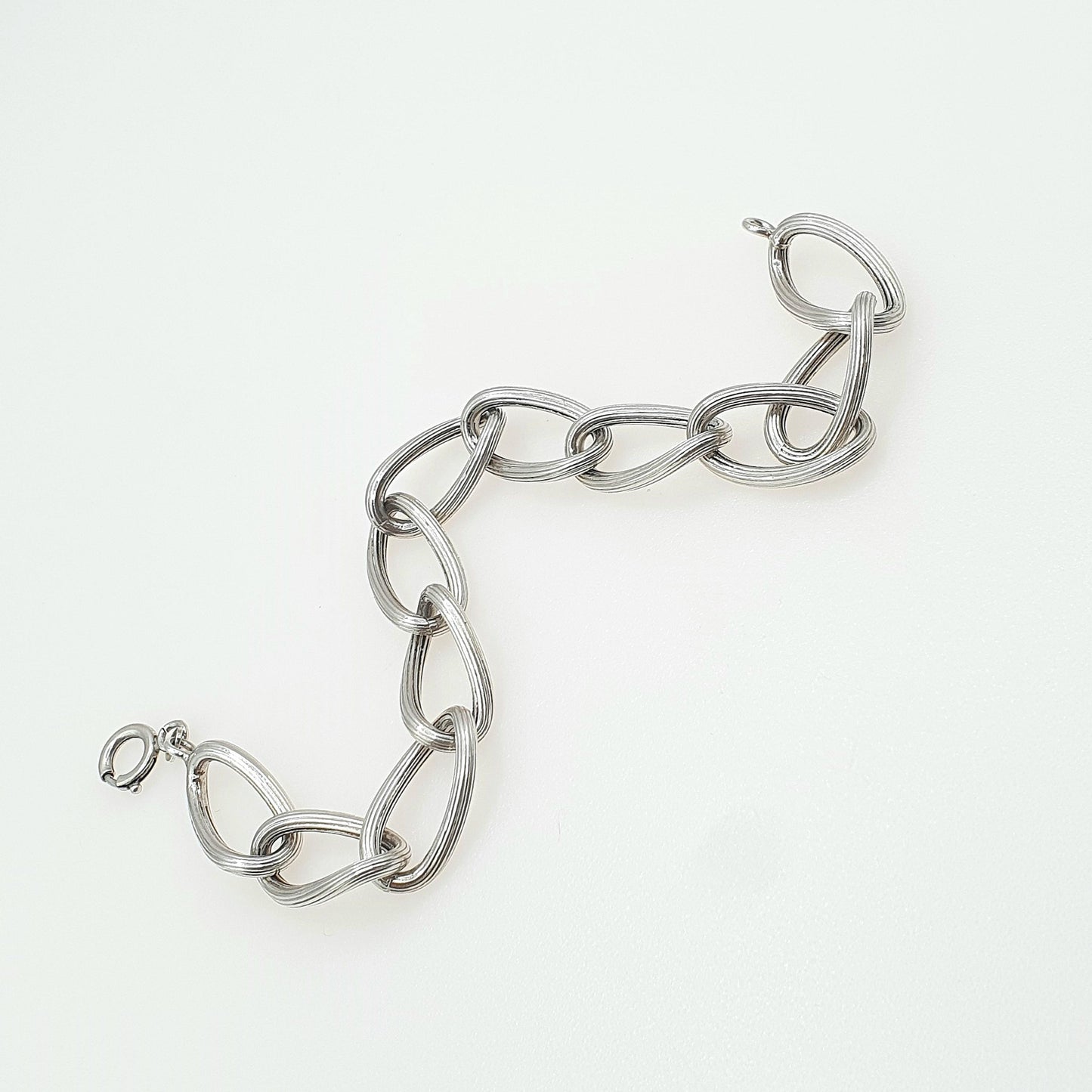 Vintage Sterling Silver Large Curb Link Chain Bracelet Textured Link Chunky Huge Big Womens Mens Jewellery Jewelry 21cm 8.25" 27.32g