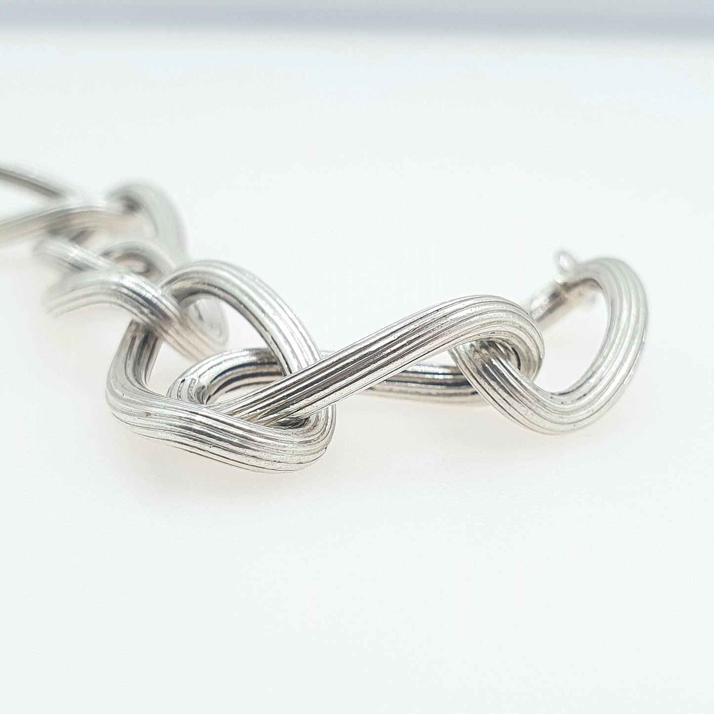 Vintage Sterling Silver Large Curb Link Chain Bracelet Textured Link Chunky Huge Big Womens Mens Jewellery Jewelry 21cm 8.25" 27.32g