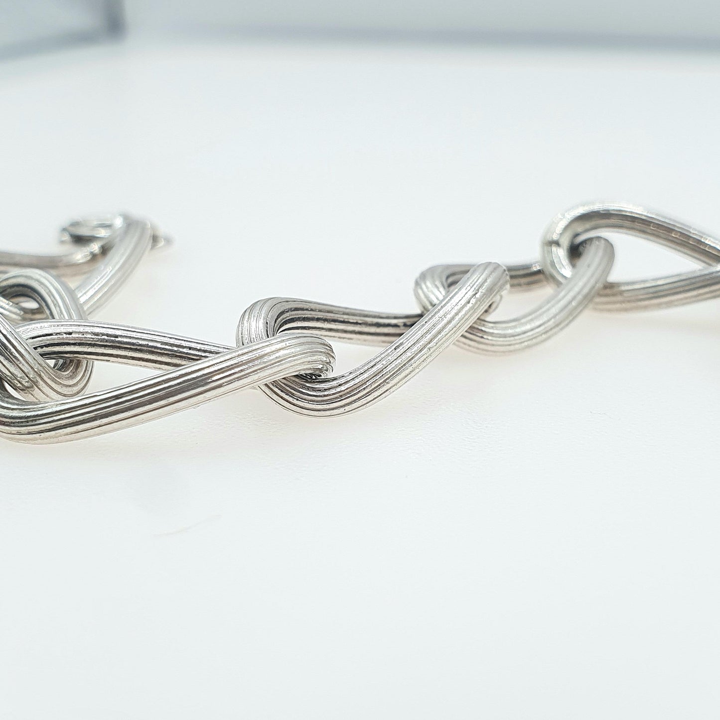 Vintage Sterling Silver Large Curb Link Chain Bracelet Textured Link Chunky Huge Big Womens Mens Jewellery Jewelry 21cm 8.25" 27.32g