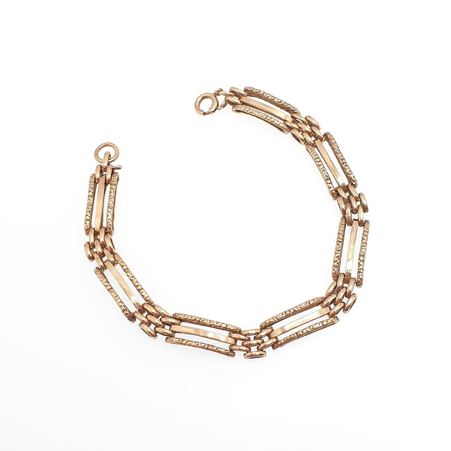 Antique Victorian Rolled Gold Gate Link Bracelet Gold Filled Embossed Links 19cm 11.66g Vintage Jewellery Jewelry
