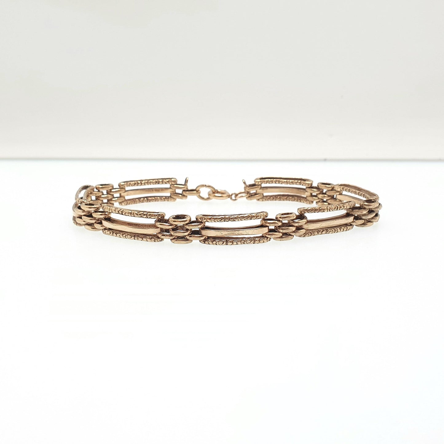 Antique Victorian Rolled Gold Gate Link Bracelet Gold Filled Embossed Links 19cm 11.66g Vintage Jewellery Jewelry