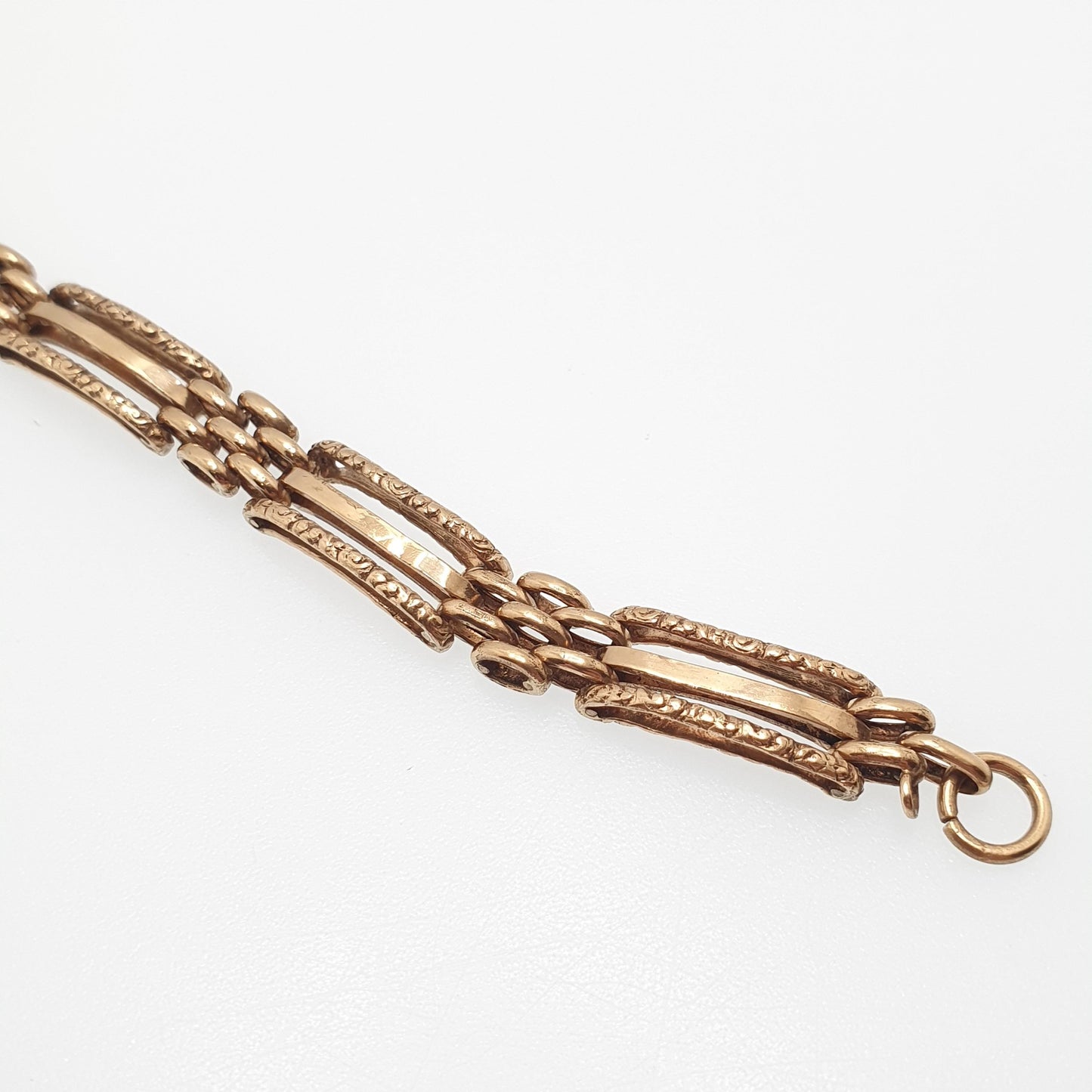 Antique Victorian Rolled Gold Gate Link Bracelet Gold Filled Embossed Links 19cm 11.66g Vintage Jewellery Jewelry