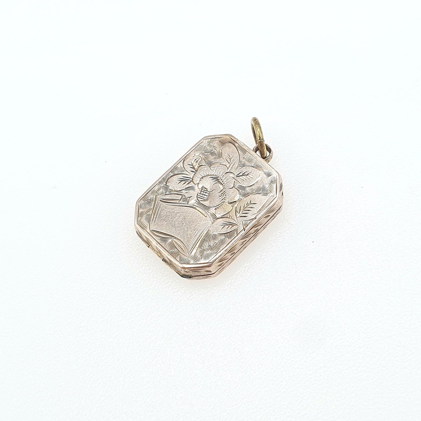 Antique Victorian 9ct Gold Rectangular Locket 9k Back and Front Rose Gold Engraved Photo Gift Vintage Necklace Jewelry Womens Jewellery