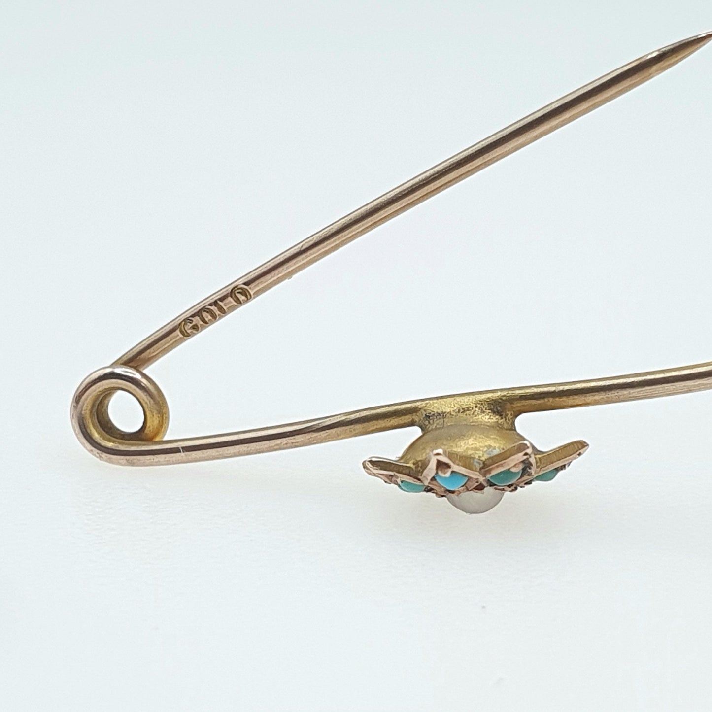 Antique Victorian 9ct Gold Star Brooch Turquoise and Seed Pearl Pin Solid 9k 9kt Celestial Vintage Womens Jewelry Jewellery