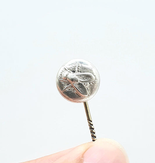 Antique Victorian Solid Silver Fly Stick Pin Insect Bug Lapel Jacket Vintage 1800s Womens Mens Unisex Jewelry Jewellery
